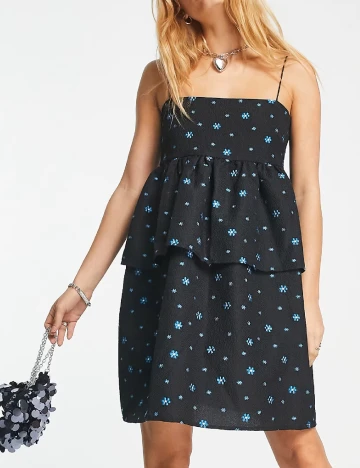 Rochie scurta Envii, negru/albastru