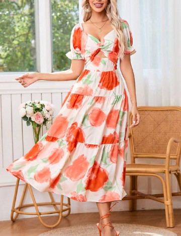 
						Rochie medie SHEIN, alb/rosu