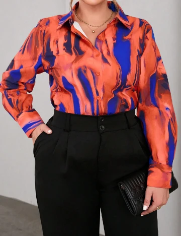 Camasa SHEIN CURVE, rosu/albastru