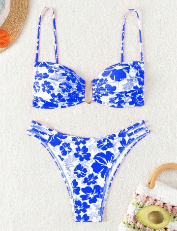 
						Costum de baie SHEIN, alb/albastru