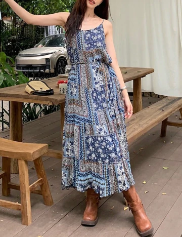 Rochie lunga Dazy, albastru