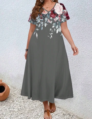 Rochie medie Emery Rose Curve, gri