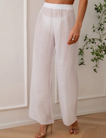 
						Pantaloni de plaja SHEIN, alb