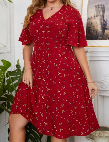 Rochie scurta SHEIN CURVE, rosu