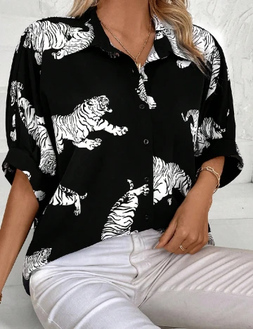 Camasa Oversize SHEIN, negru