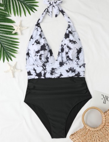 
						Costum de baie SHEIN CURVE, negru/alb