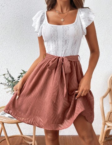 
						Rochie scurta SHEIN, alb/roz