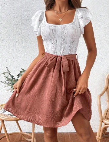 Rochie scurta SHEIN, alb/roz