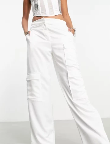 Pantaloni COLLUSION, alb