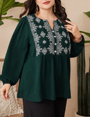 
						Bluza SHEIN CURVE, verde inchis