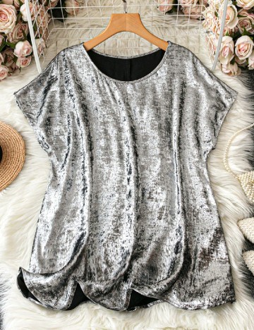 
						Tricou SHEIN CURVE, argintiu