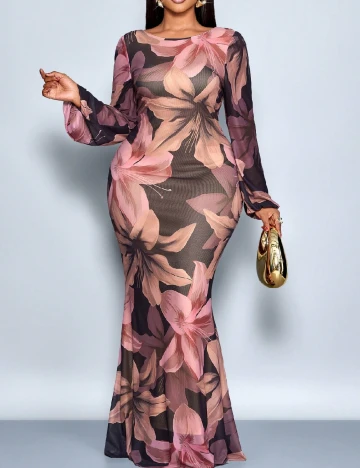 Rochie lunga SHEIN CURVE, floral print