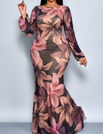 Rochie lunga SHEIN CURVE, floral print