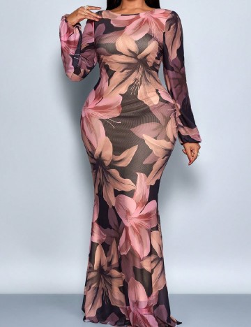Rochie lunga SHEIN CURVE, floral print