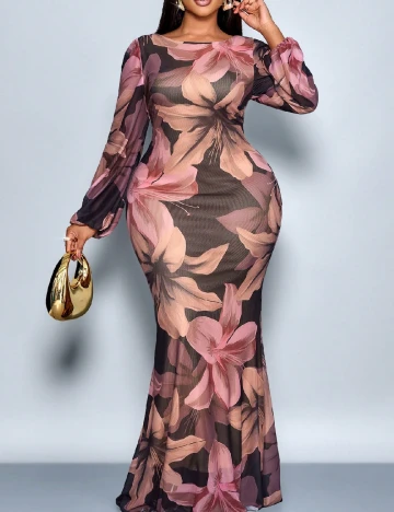 Rochie lunga SHEIN CURVE, floral print