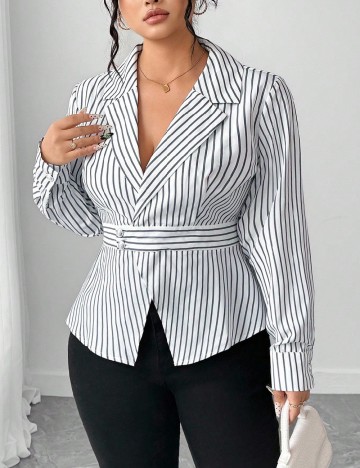 
						Camasa SHEIN CURVE, alb/gri