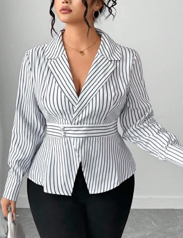 Camasa SHEIN CURVE, alb/gri