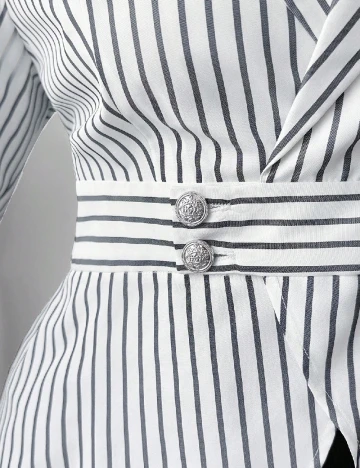 Camasa SHEIN CURVE, alb/gri