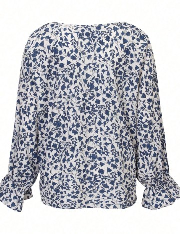 Bluza SHEIN CURVE, albastru/alb