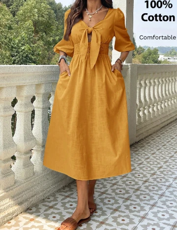 Rochie medie SHEIN, mustar