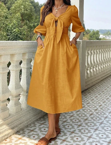 Rochie medie SHEIN, mustar