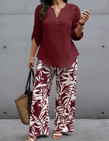 
						Compleu SHEIN CURVE, visiniu/alb