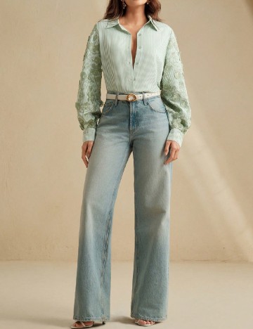 
						Camasa Anewsta, alb/verde