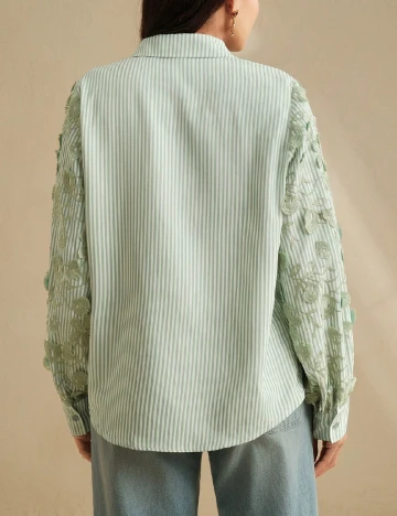 Camasa Anewsta, alb/verde