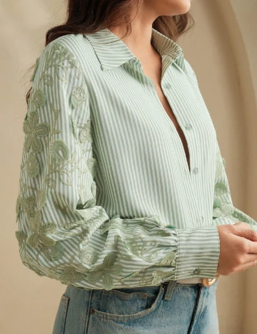 Camasa Anewsta, alb/verde