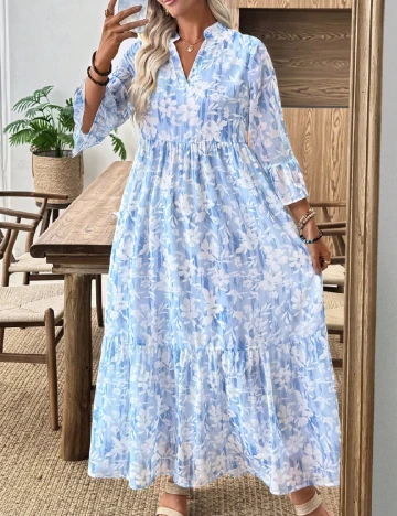 Rochie lunga Emery Rose, alb/bleu