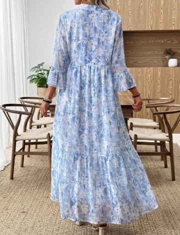 Rochie lunga Emery Rose, alb/bleu