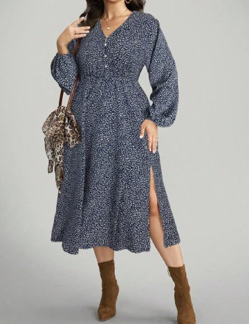 Rochie medie SHEIN CURVE, albastru