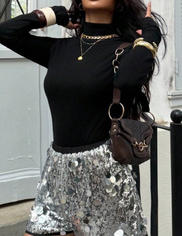 Pantaloni scurti SHEIN, argintiu