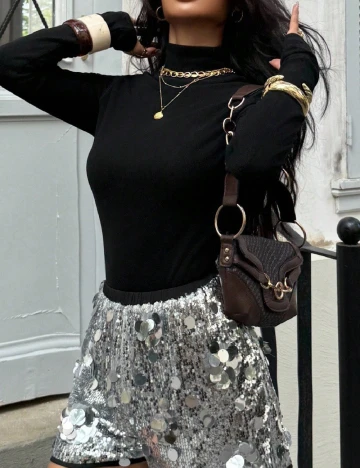 Pantaloni scurti SHEIN, argintiu