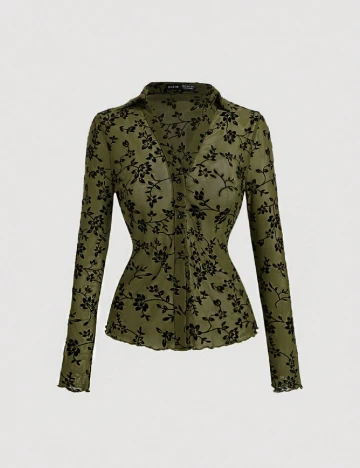 Camasa SHEIN, verde inchis