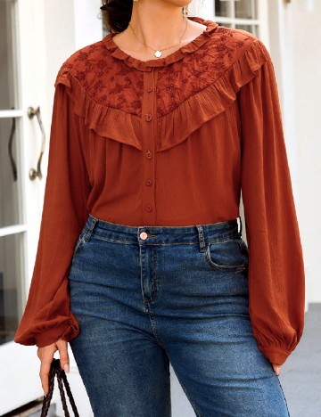 
						Camasa SHEIN CURVE, caramiziu