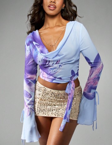 Bluza Missguided, albastru/mov