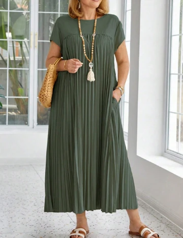 Rochie lunga SHEIN CURVE, verde inchis