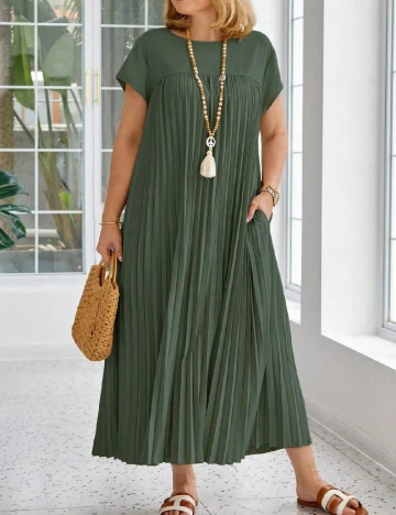 Rochie lunga SHEIN CURVE, verde inchis