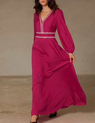 Rochie lunga Aveloria, roz