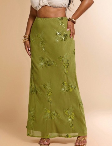 Fusta SHEIN CURVE, verde