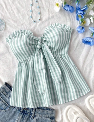 Top SHEIN, verde/alb