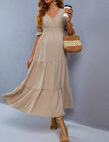 Rochie lunga SHEIN Maternity, bej