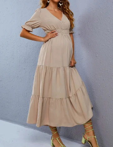 Rochie lunga SHEIN Maternity, bej