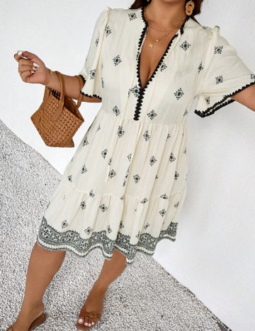 Rochie scurta SHEIN CURVE, ecru