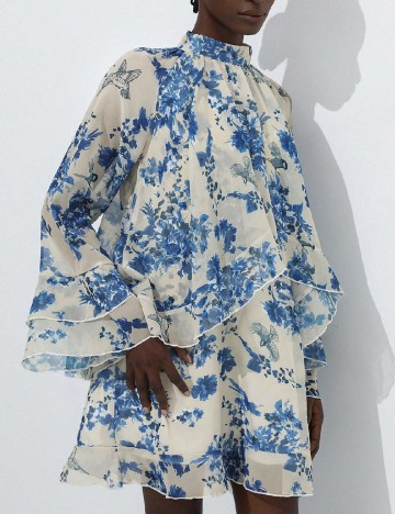 
						Rochie scurta SHEIN, ecru/albastru