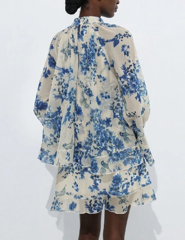 Rochie scurta SHEIN, ecru/albastru