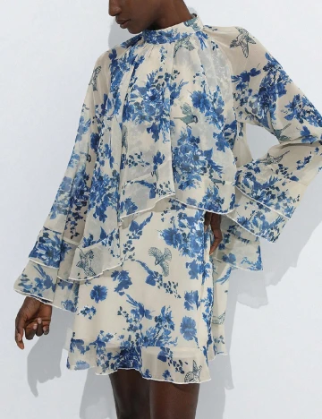 Rochie scurta SHEIN, ecru/albastru