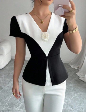 Bluza SHEIN, alb/negru