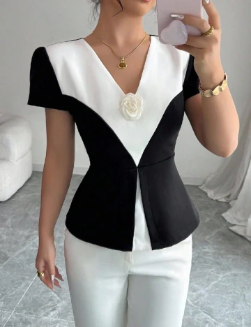 Bluza SHEIN, alb/negru